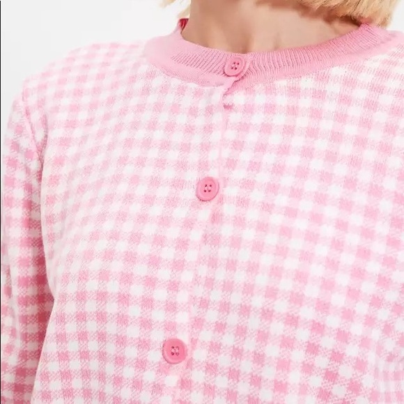 Pink Jacquard Knit Cardigan - Picture 4 of 4